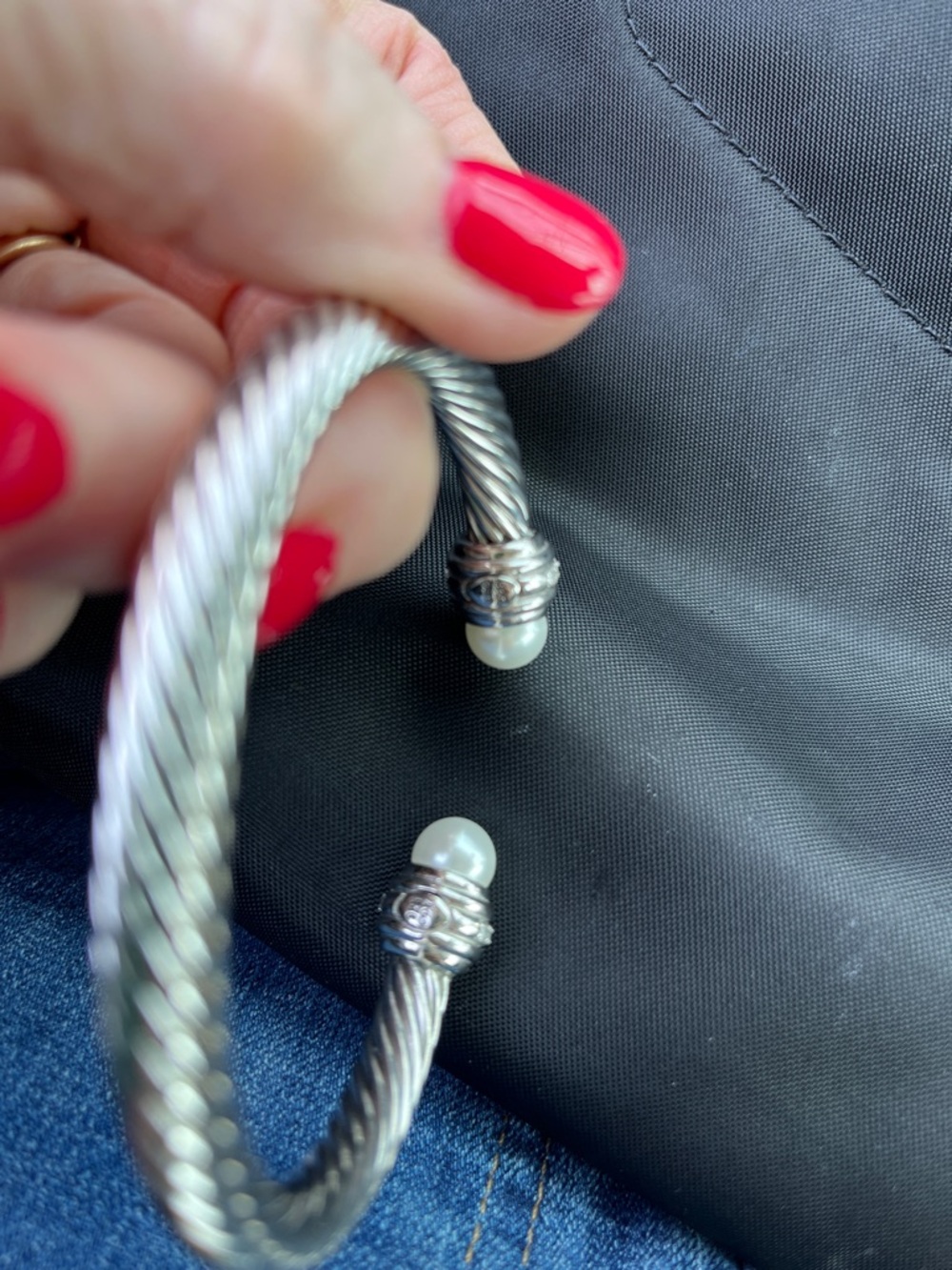 David Yurman bracelet 7mm pearl with diamonds nwot - Picture 2 of 3